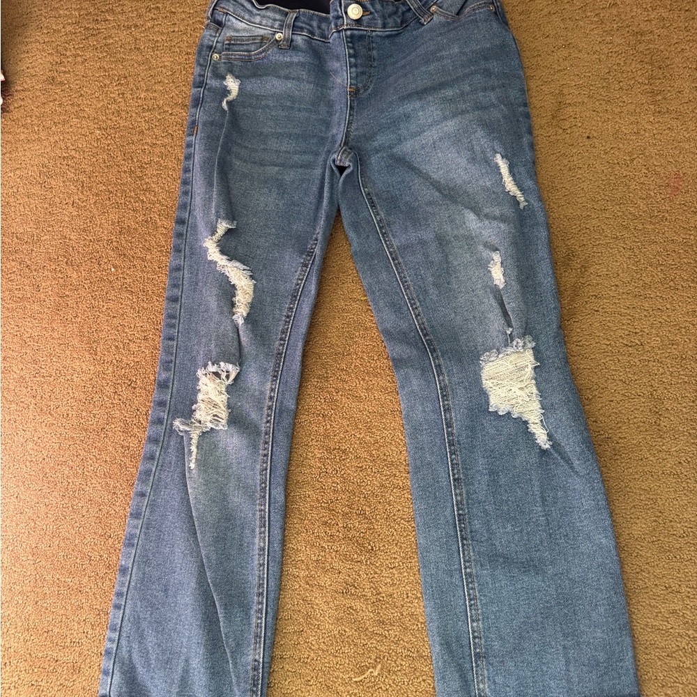 Maternity - Distressed Blue Jeans